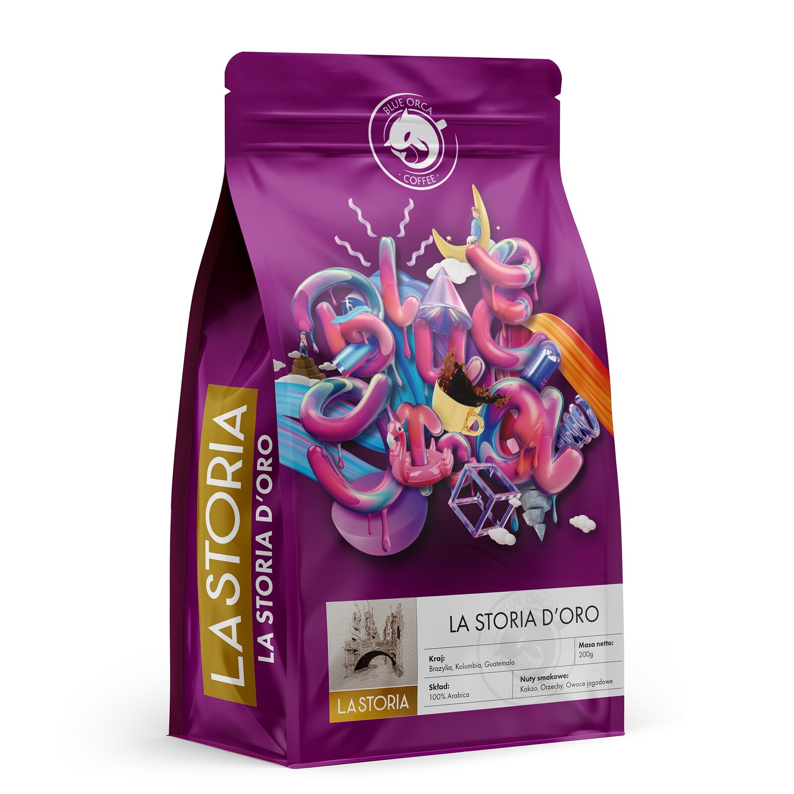 Káva zrnková Arabica Blue Orca Coffee La Storia D'oro 200 g! 200 g