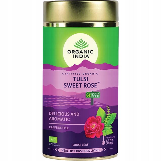 Tulsi Sweet Rose čaj sypaný 100g Organic india Lahodný a aromatický