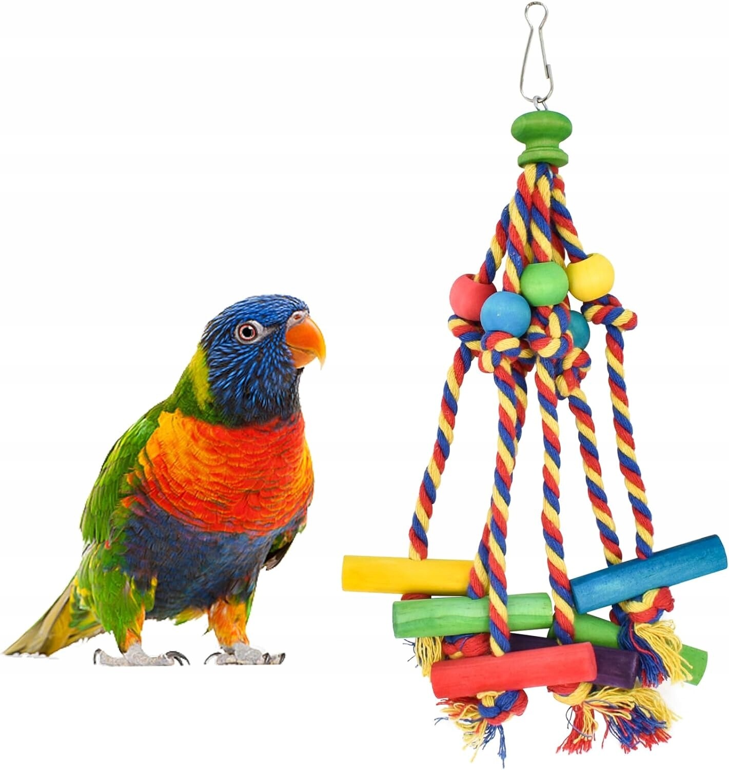 Hračka Na Žvýkání Kousání Papoušek Pták Copánky Bloky Trhání Uzlů
