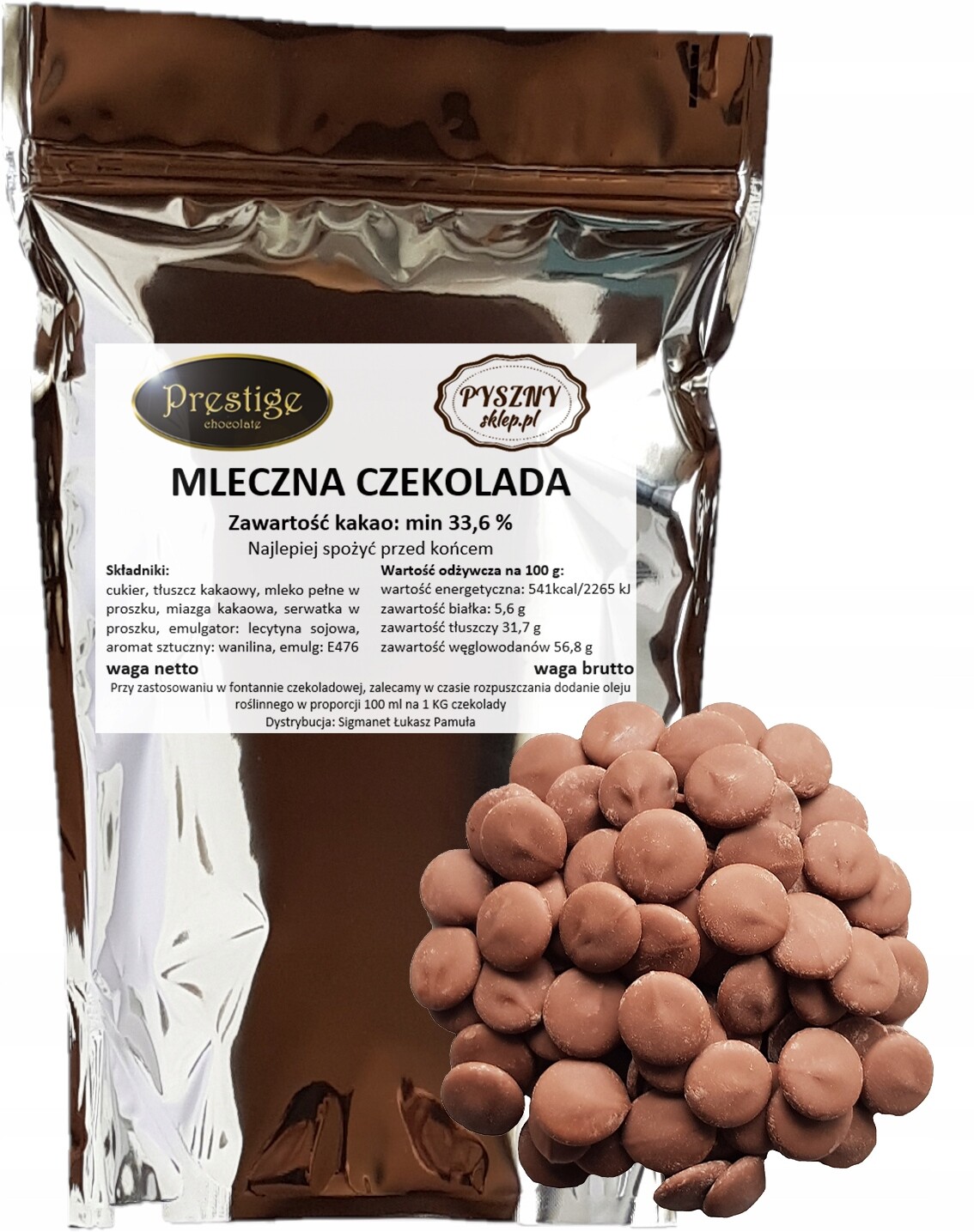 Čokoláda Prestige 500 g 33% kakaa bez přísad
