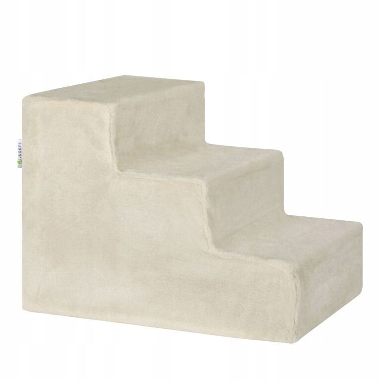 Béžové schůdky pro psy a kočky, 3 stupně, měkký plyš