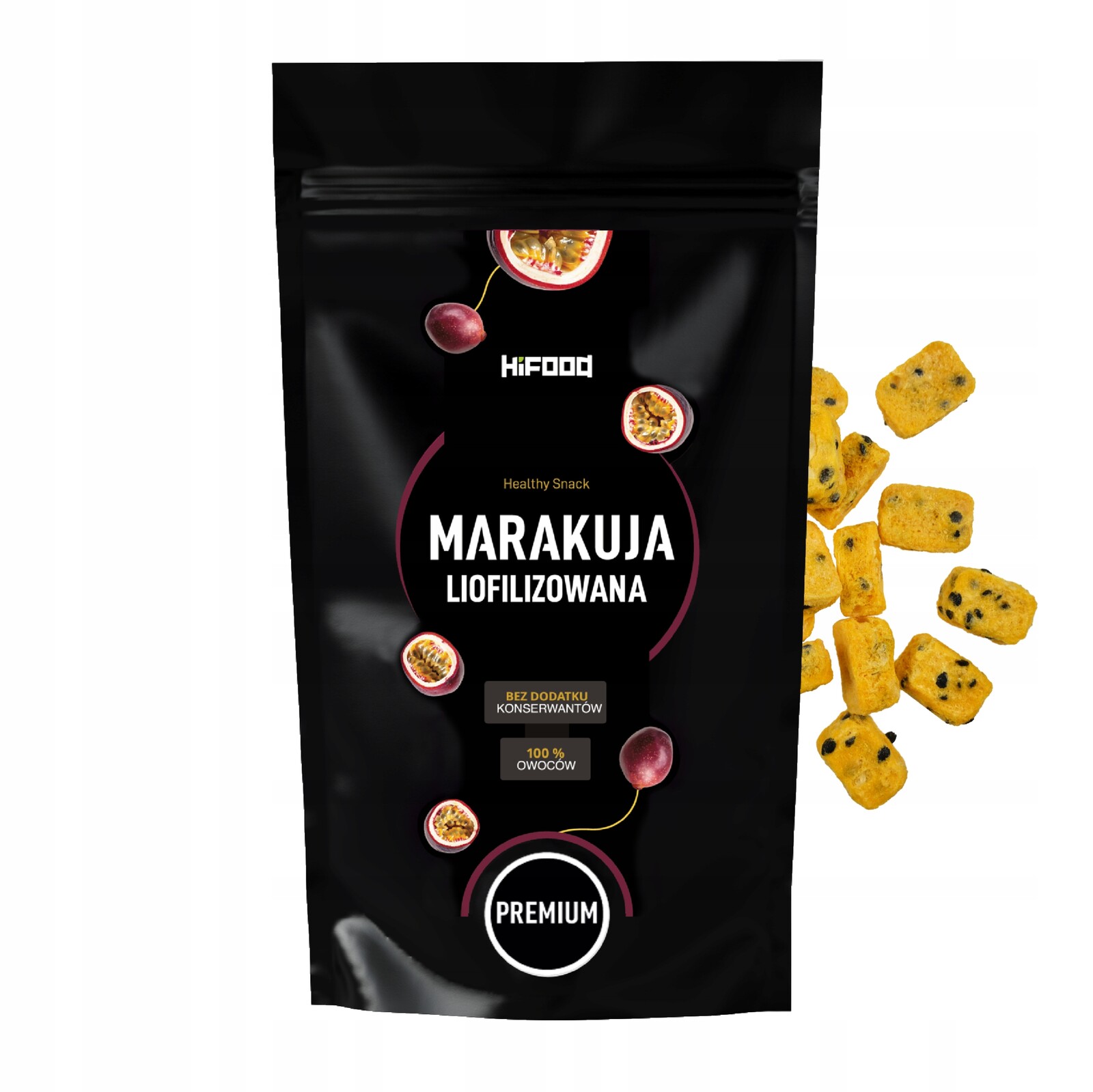 Lyofilizovaná Marakuja Kostky 100g g Fruit Passion Lyofilizované HiFood