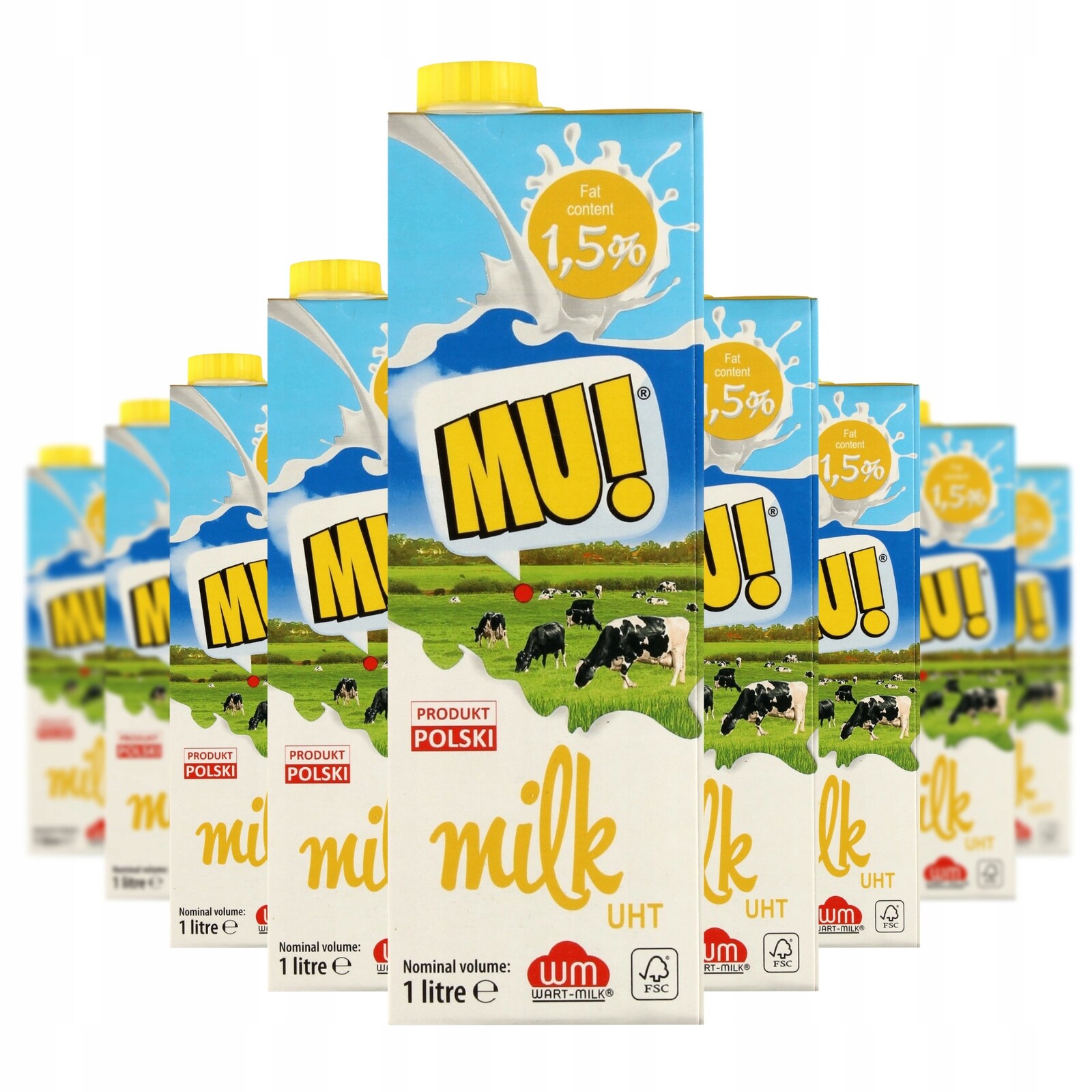 Sada 12x Uht mléko Wart-Milk Mu! 1,5% 1l