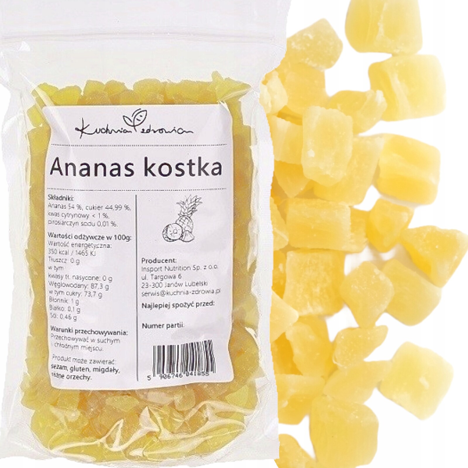 Ananas Kandovaný Kostky 1kg V Kostce Svačinka Kuchnia Zdrowia