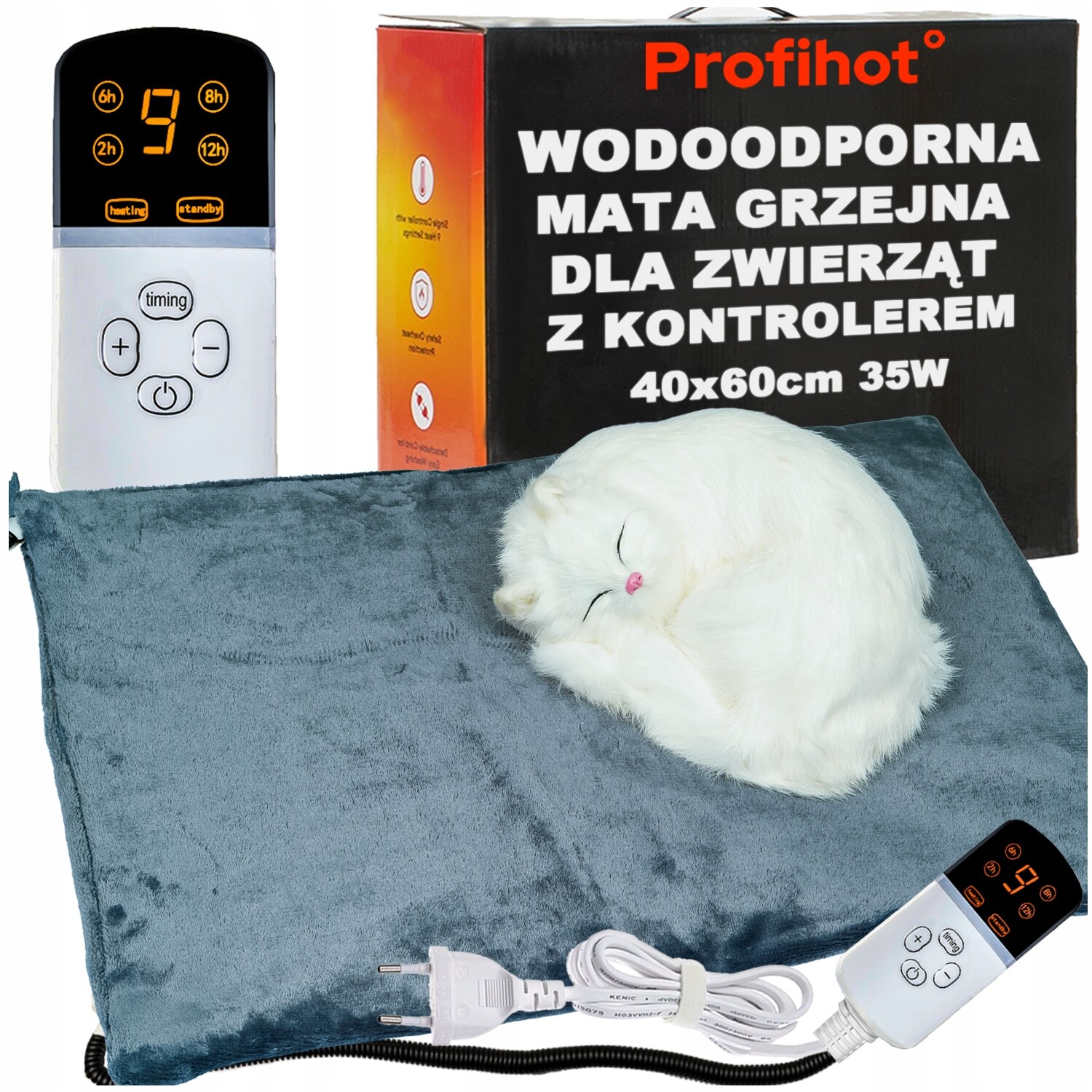 Vyhřívací Podložka Pro Kočky Pro Kočky Voděodolná S Kontrolérem 40x60 35W