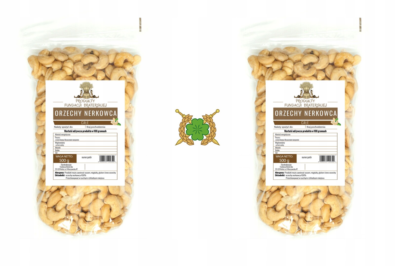 Kešu ořechy Fundacja Braterska celé 1000 g (2 x 500 g)