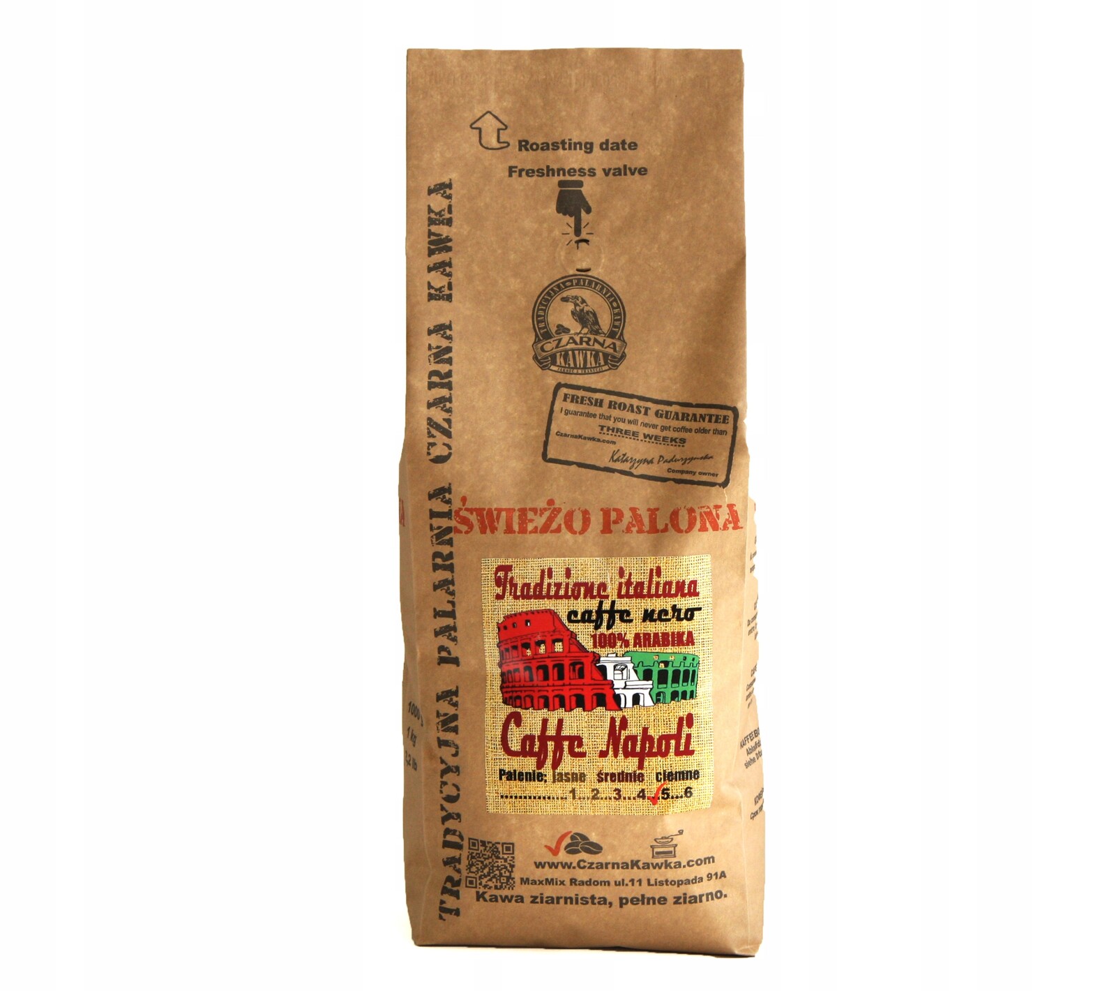 Káva Arabica Czarna Kawka Caffe Napoli 1000 g