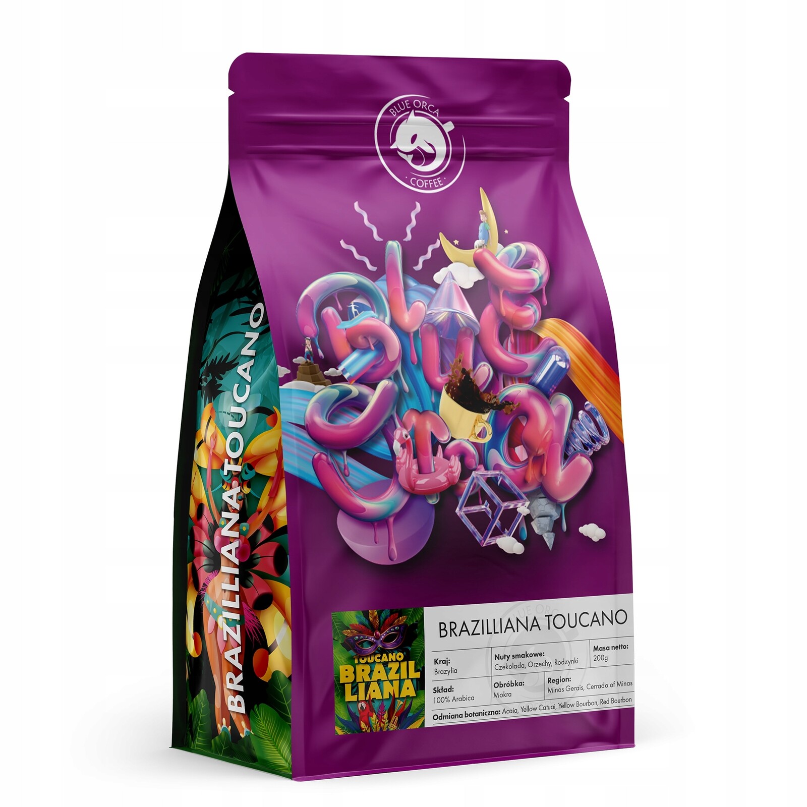 Káva zrnková Arabica Blue Orca Coffee Brazilliana Toucano 200 g