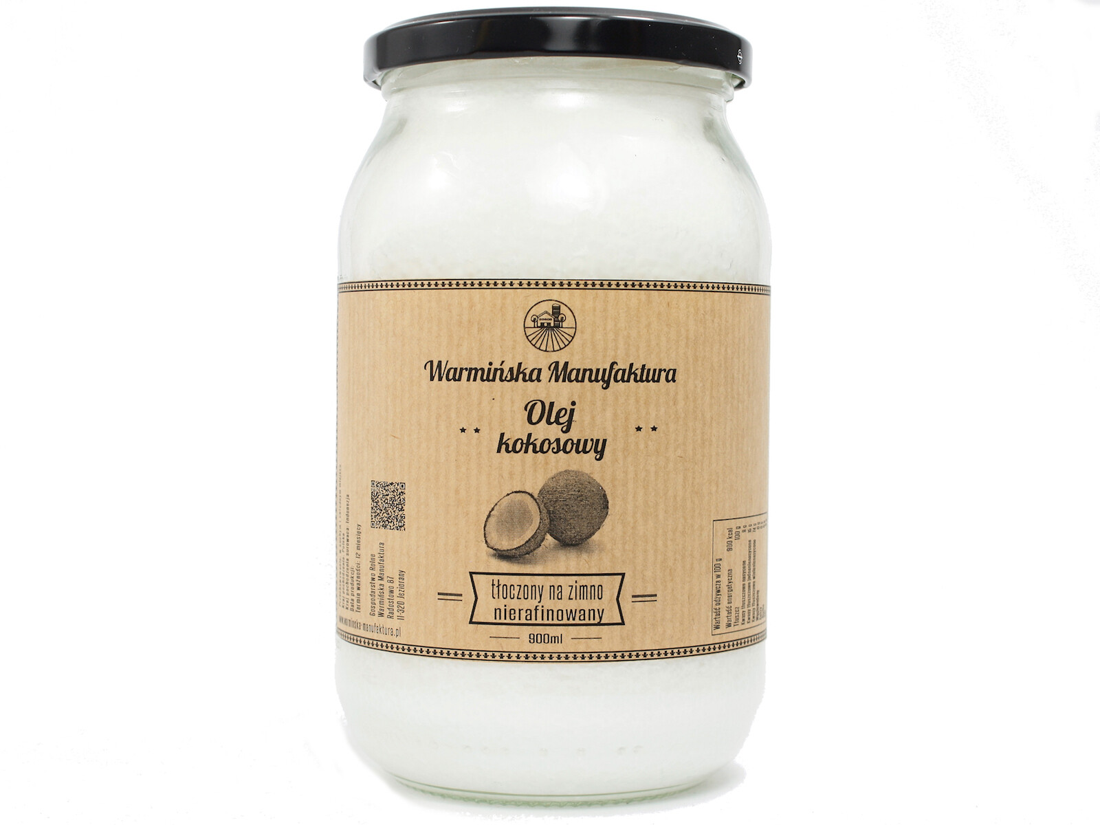 Kokosový olej nerafinovaný 900ml Warmińska Manufaktura