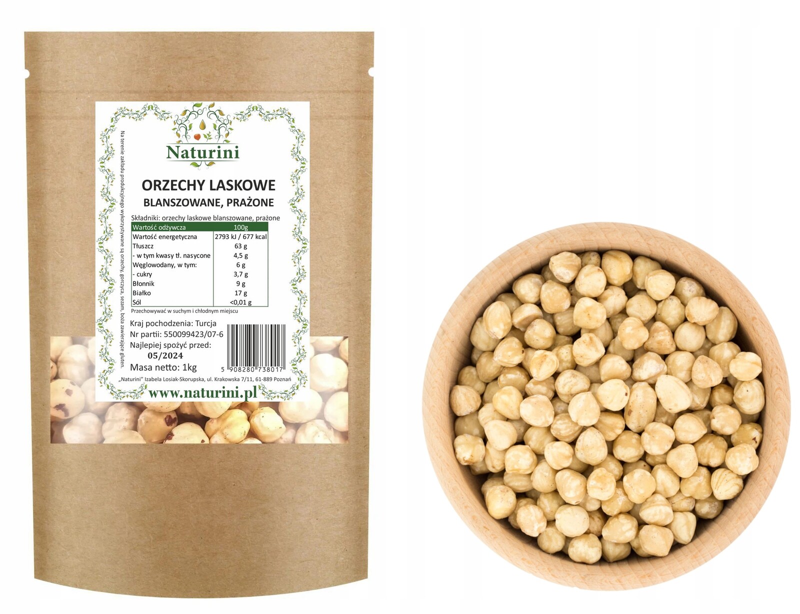 Lískové ořechy blanšírované a pražené Výborné Do Musli 500g