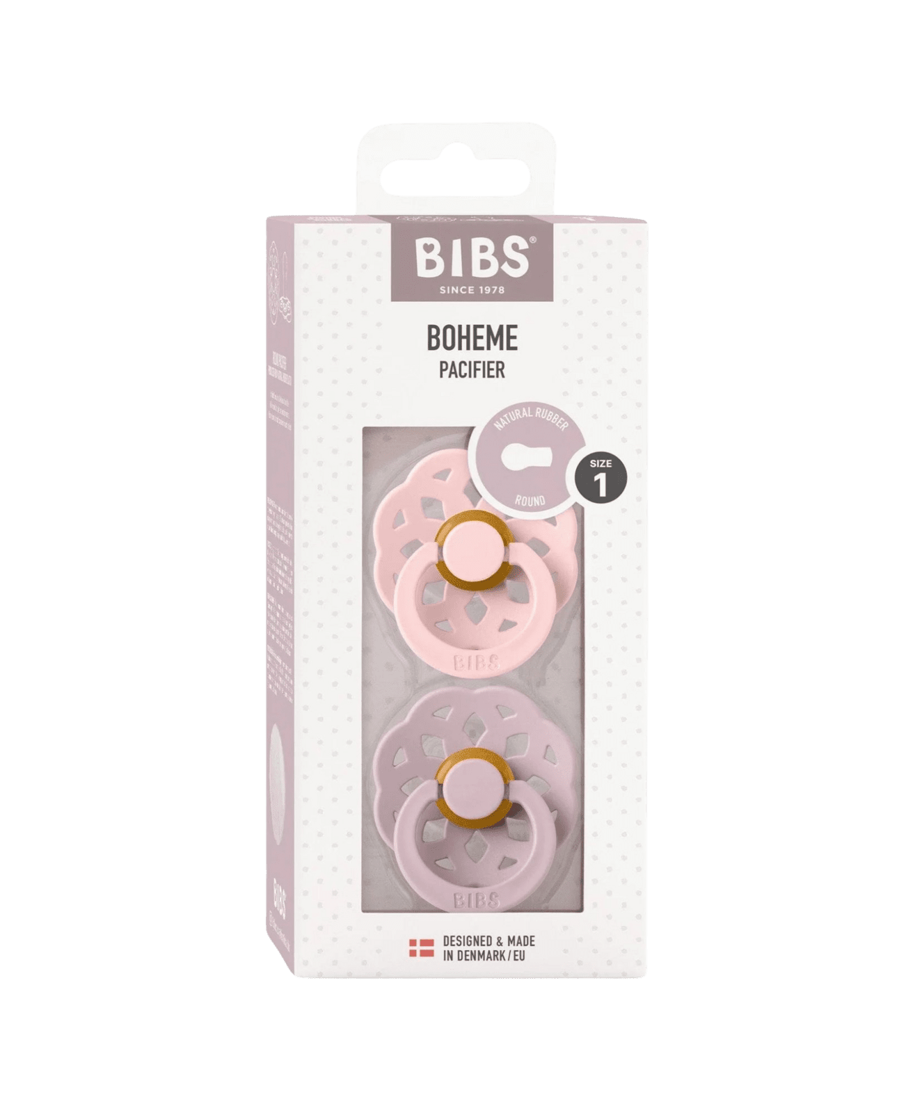 BIBS Boheme Dudlíky z přírodního kaučuku Blossom / Dusky Lilac 2 ks