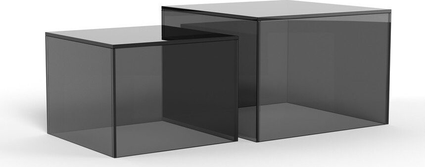 Šedé skleněné konferenční stolky v sadě 2 ks 50x50 cm Dice – Actona