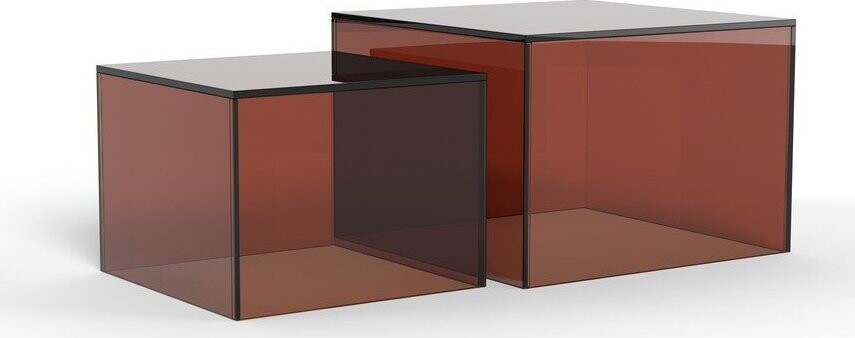 Hnědé skleněné konferenční stolky v sadě 2 ks 50x50 cm Dice – Actona