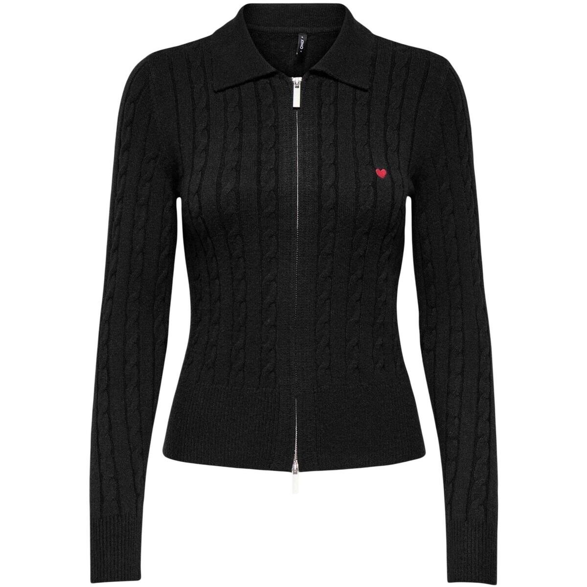 Only  KATIA LS CABLE ZIP POLO CARDIG CC KNT 15360577  Černá