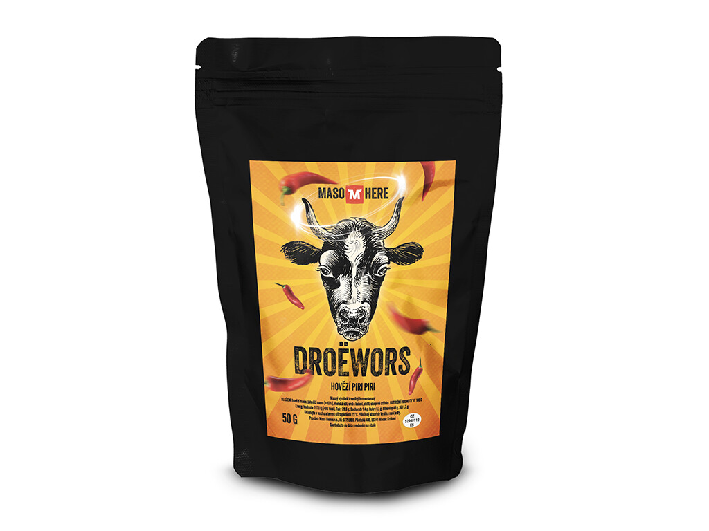 Maso Here Droëwors Hovězí Piri Piri 50g