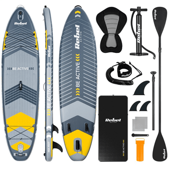 Paddleboard SUP REBEL ACTIVE RBA-4507-GR se sedátkem, šedý 11' 335x84x15