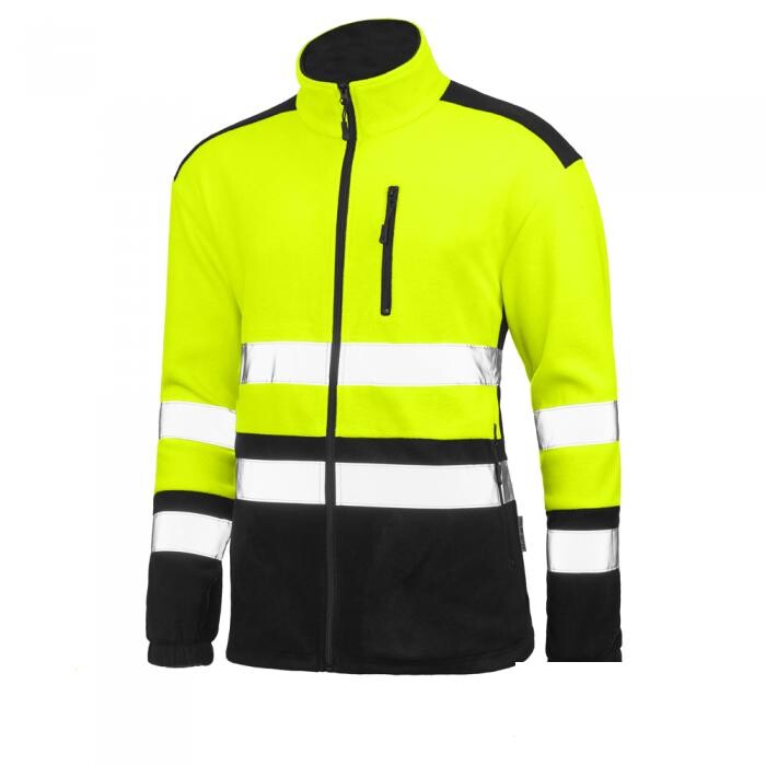 Fleecová mikina fluorescenční s reflexními pruhy XXXL