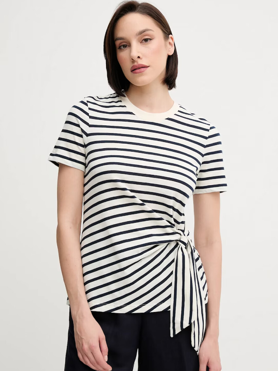 Tommy Hilfiger dámské bílo modré pruhované triko WW0WW44559 XS