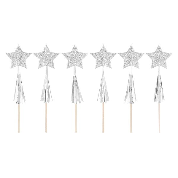 Zápichy stříbrné hvězdičky 6 ks