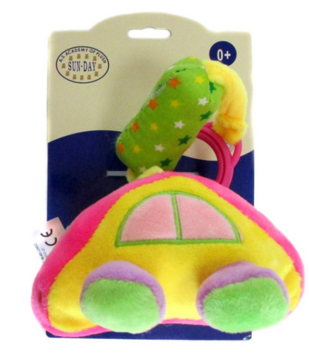 Chrastítko auto růžové – 14 cm