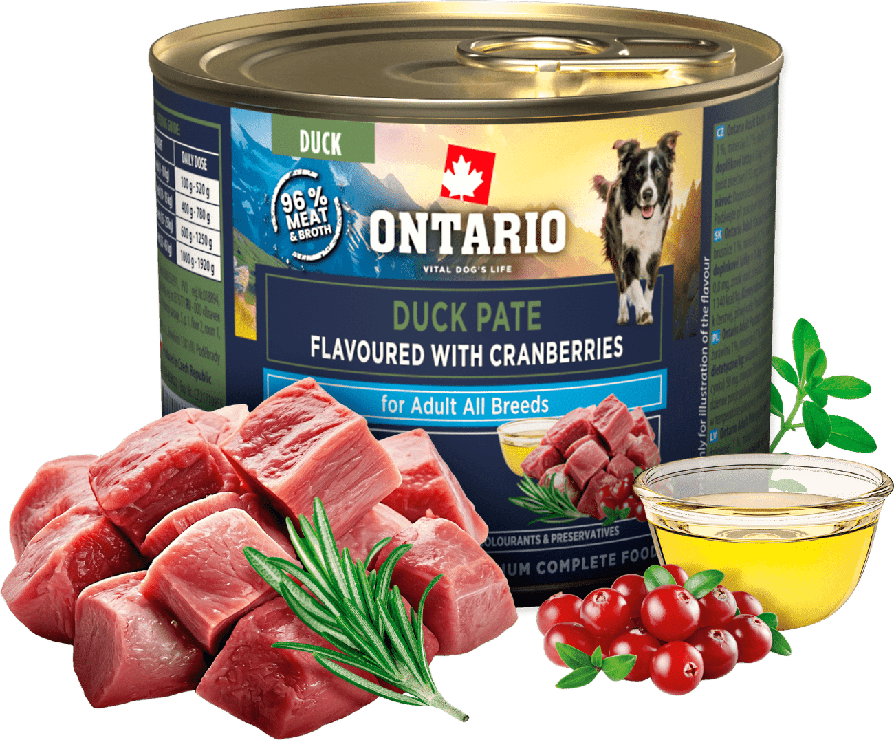 Konzerva Ontario Adult kachní pate s příchutí brusinek 200g