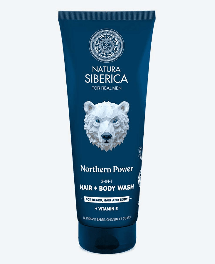 Natura Siberica Arctic Wild Mycí gel 3v1 na vlasy, tělo a vousy Severní síla 200 ml