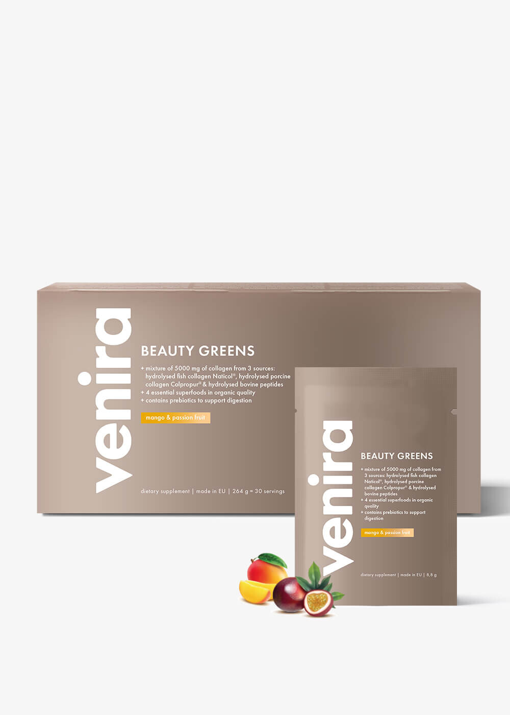VENIRA beauty greens pro ženy - mango a maracuja, 30 sáčků, 264 g