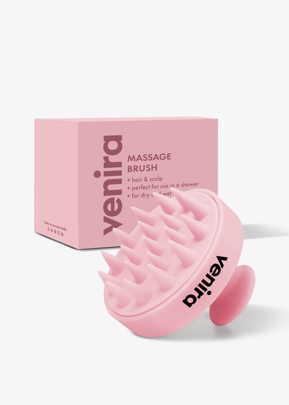 VENIRA stimulující masážní kartáč pro vlasovou pokožku, růžový
