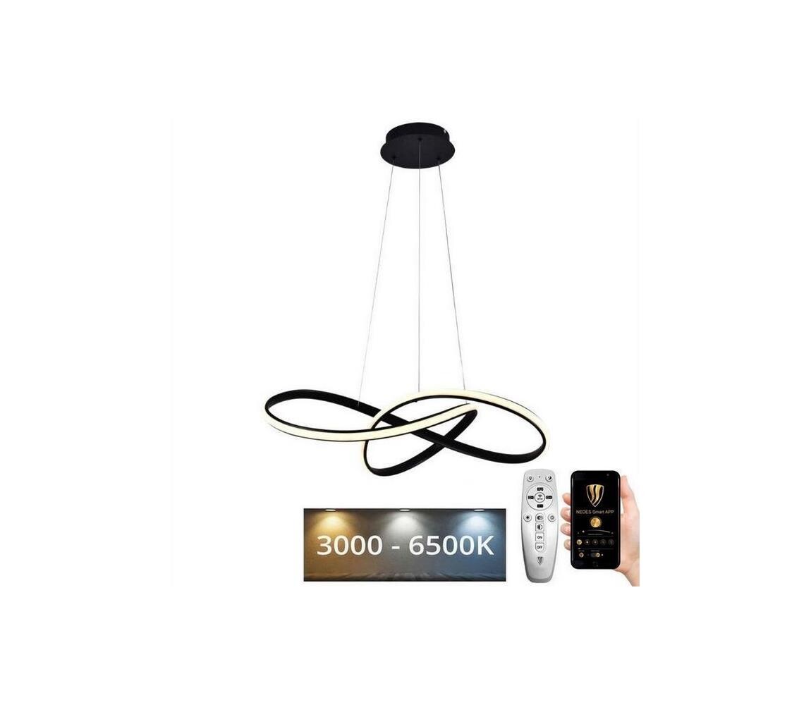 LED Stmívatelný lustr na lanku LED/70W/230V 3000-6500K černá + dálkové ovládání J4331/B