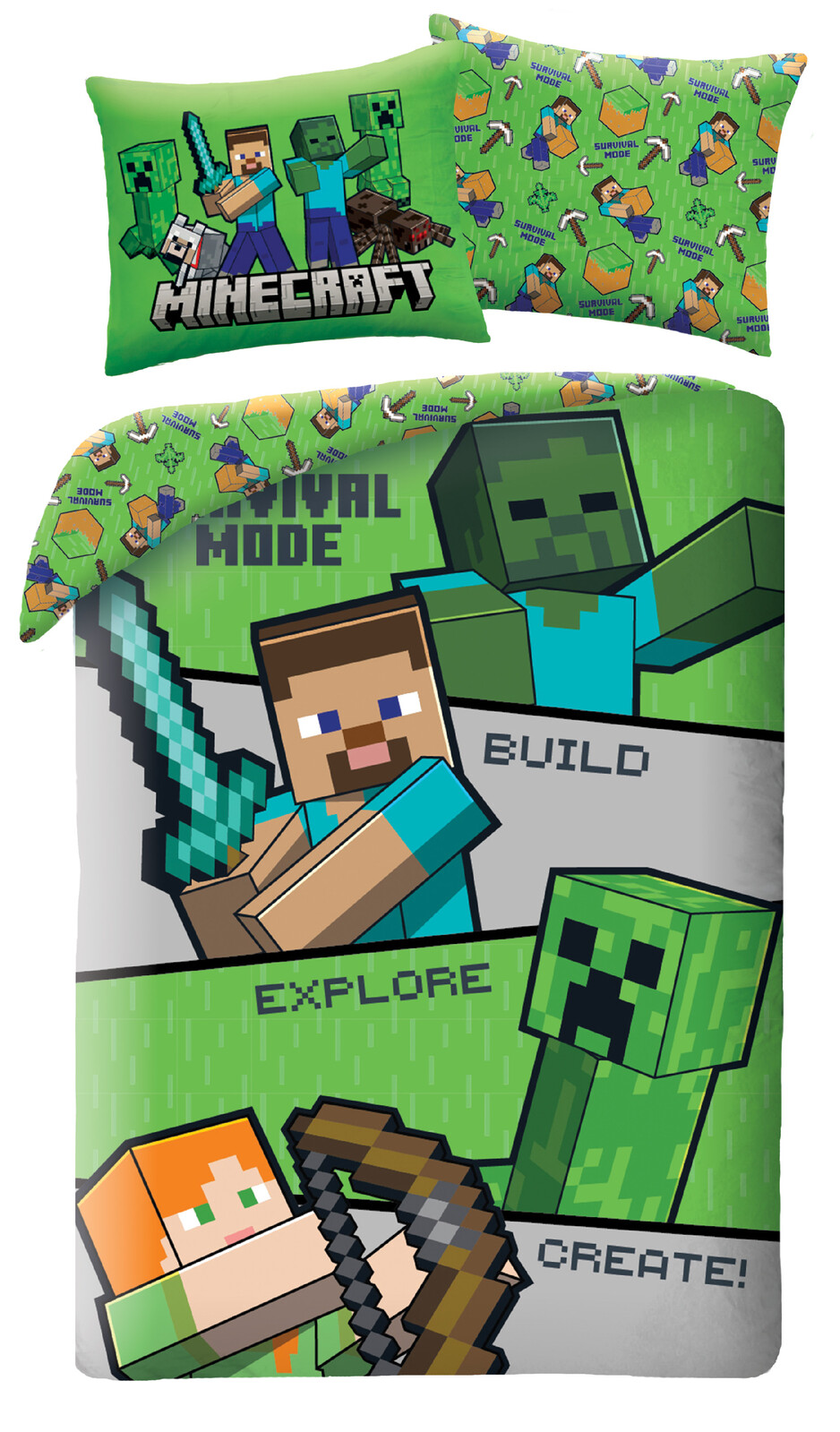 Halantex Povlečení z mikrovlákna 140x200 + 70x90 cm - Minecraft