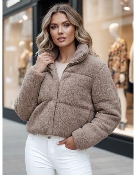 Dámská zimní krátká bunda alpaka CELESTIAL kamelová