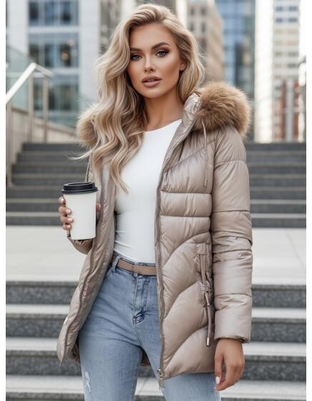 Dámská zimní bunda s kapucí WINTERCHIC kamelová