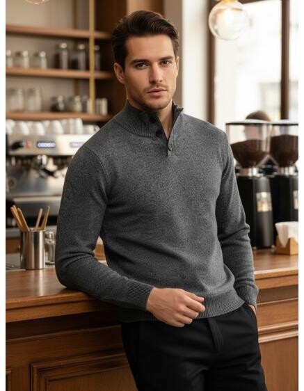 Pánský svetr s rolákem světle šedý