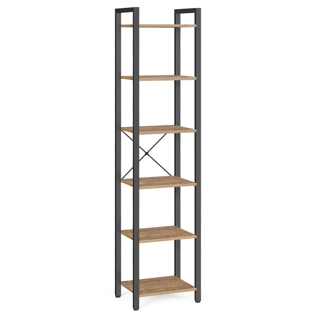 Boxxx REGÁL, černá, barvy vlašských ořechů, ocel, 40/186/30 cm