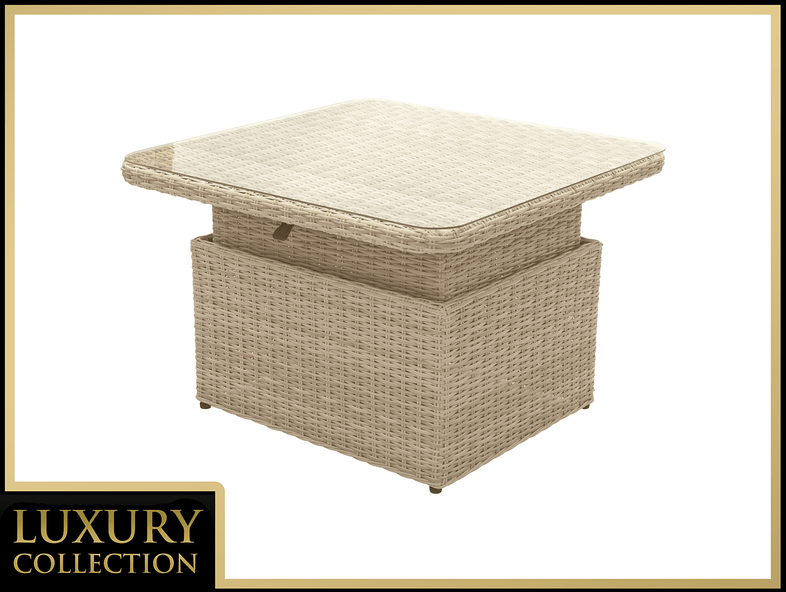 DEOKORK Ratanový stůl výsuvný jídelní/odkládací 100 x 100 cm MALIBU (cappuccino)