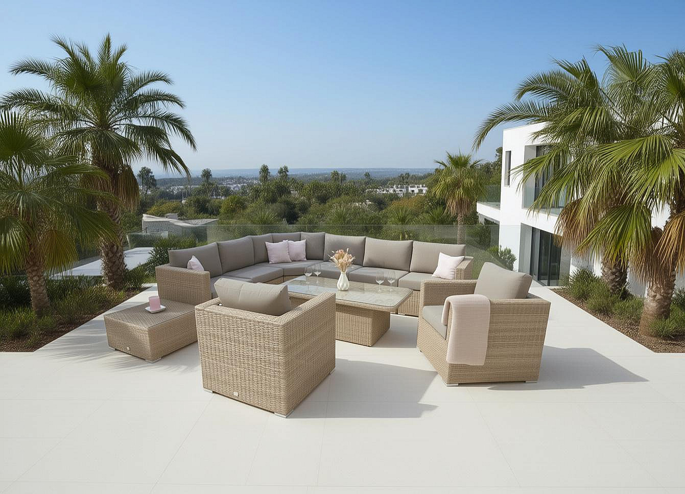 DEOKORK Ratanová variabilní sestava MALIBU  pro 8 osob (cappuccino)