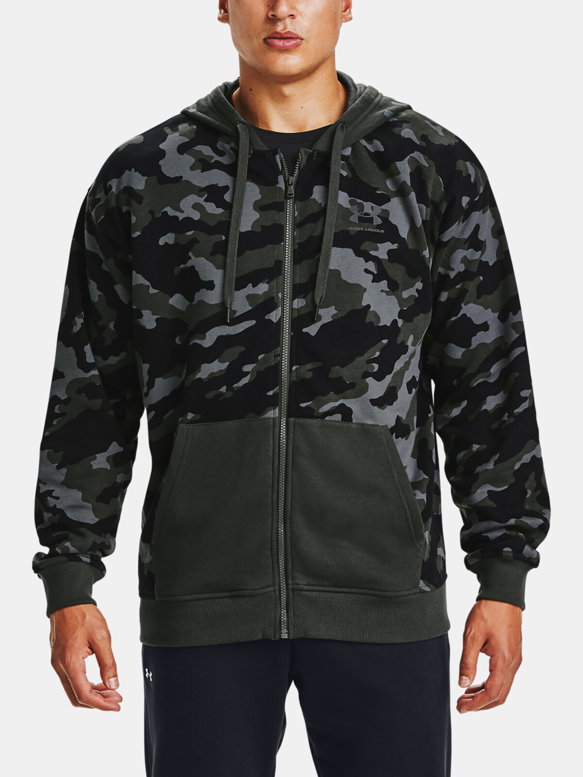 Under Armour Mikina Rival Fleece Camo FZ-GRN - Pánské