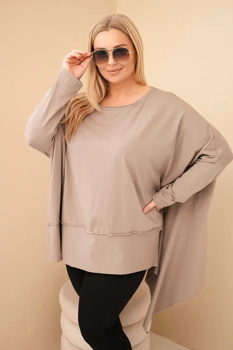 Kesi Dámská tunika Plus Size z bavlny s asymetrickým spodním lemem fango