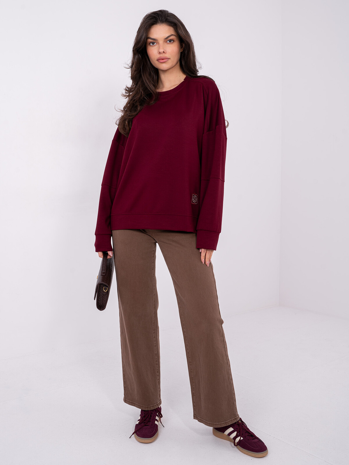 Bordová mikina bez kapuce