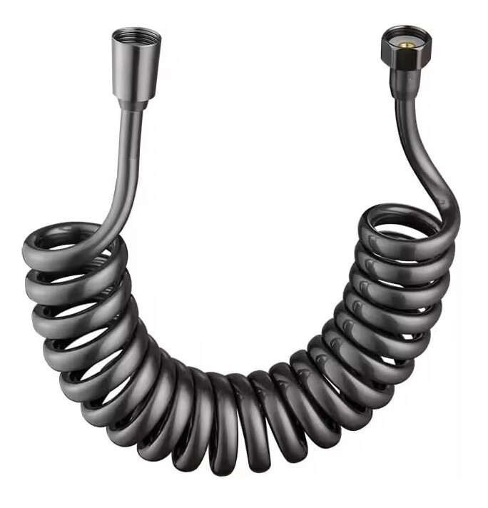Eco produkty Spiral Gun Metal 150 - sprchová spirálová natahovací hadice 150 cm, barva gun metal
