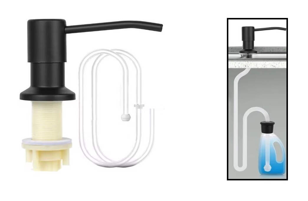 Eco produkty PUMP BLACK BARREL - černý vestavěný dávkovač mýdla nebo jaru pro čerpání z větší externí nádoby