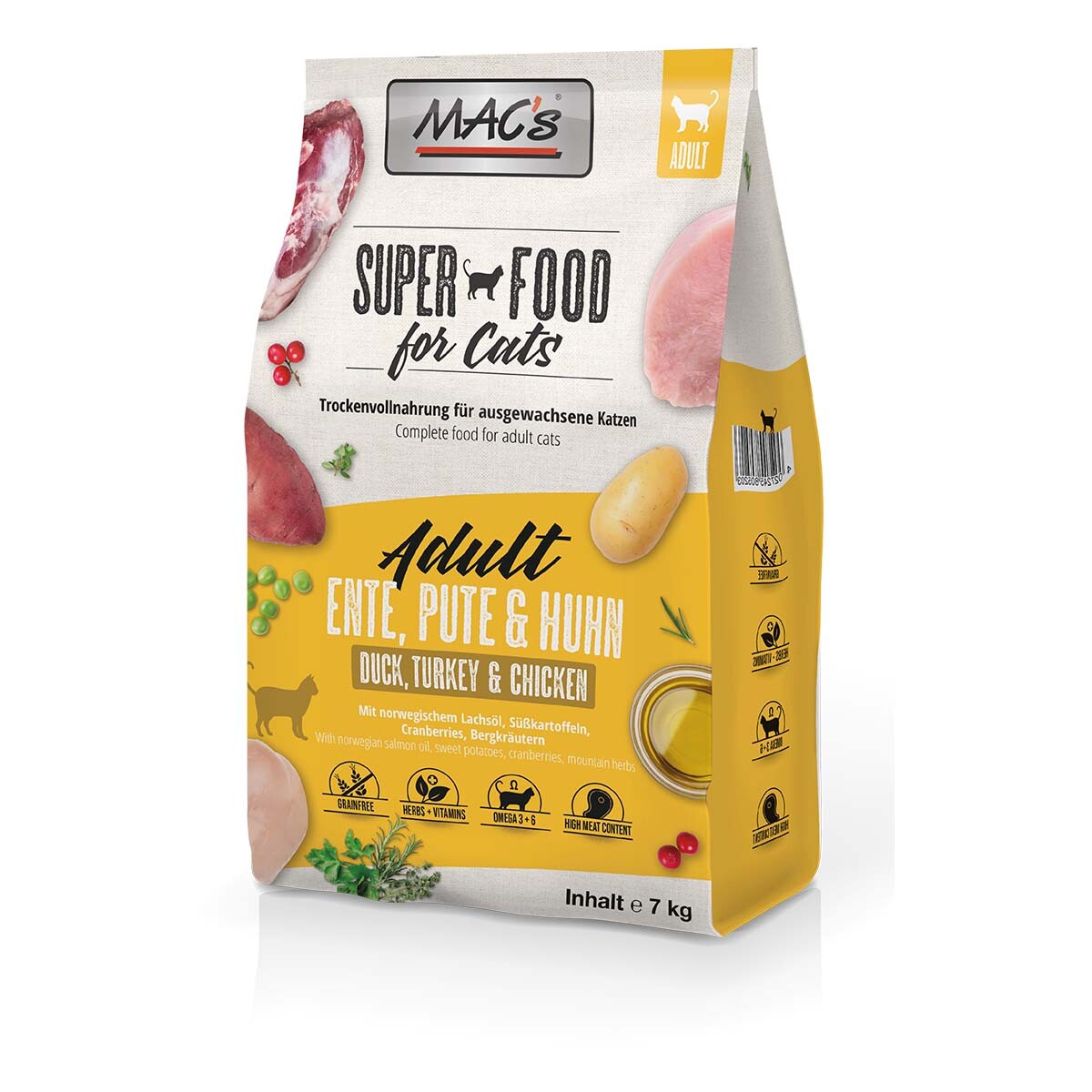 MAC's Cat Adult kachna, krůta a kuře 2× 7 kg