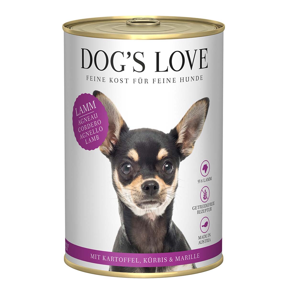 Dog's Love Classic jehněčí maso s bramborami, dýní a meruňkou 12x400g