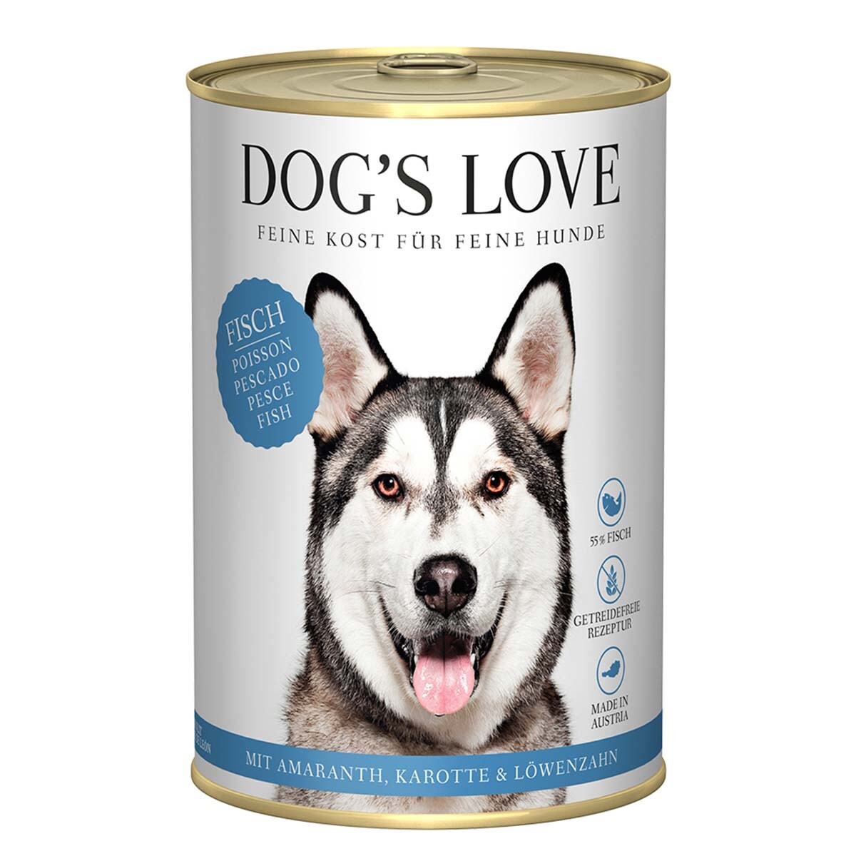 Dog's Love Classic ryba s amarantem, mrkví a pampeliškou 12x400g