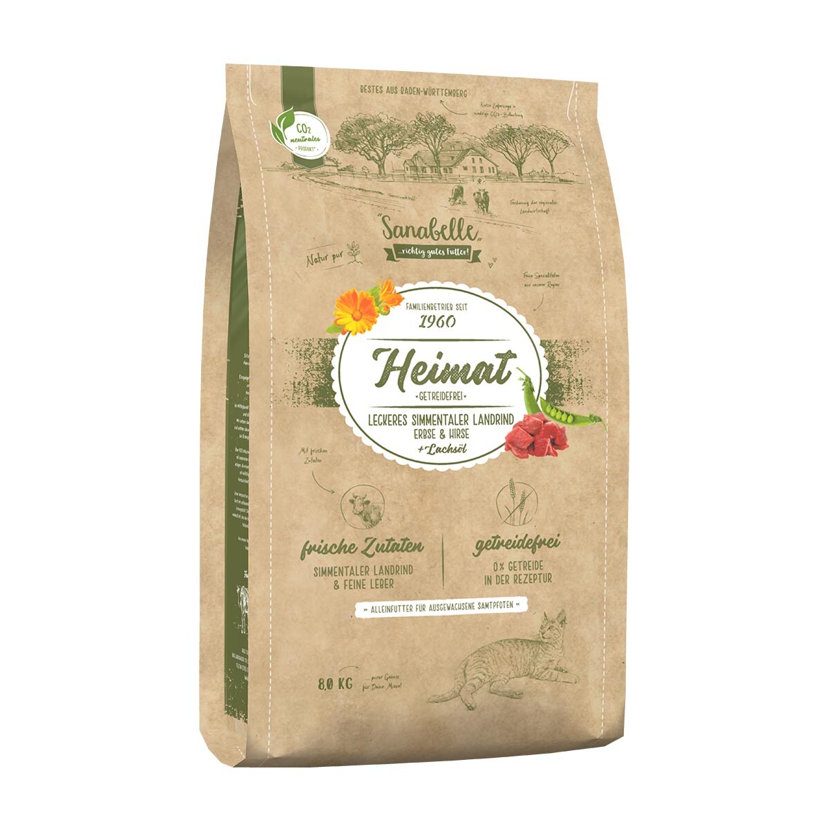 Sanabelle Heimat bez obilovin, maso simentálského skotu 2 × 8 kg