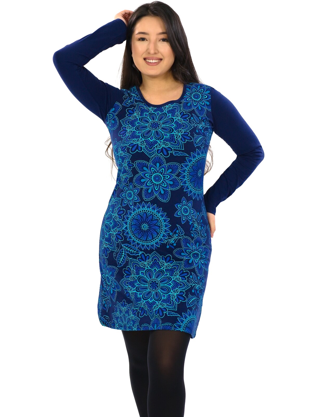 Himalife Šaty s dlouhým rukávem Avani - tmavě modrá Velikost: S