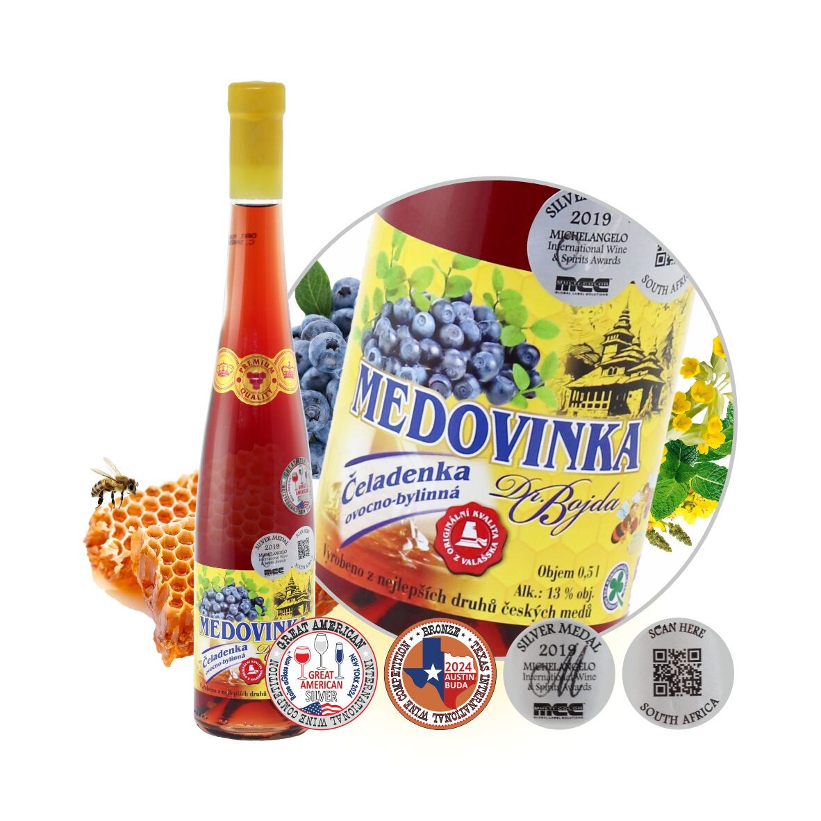 Medovinka ČELADENKA 0,5l Jankar - tři světová ocenění + evropské