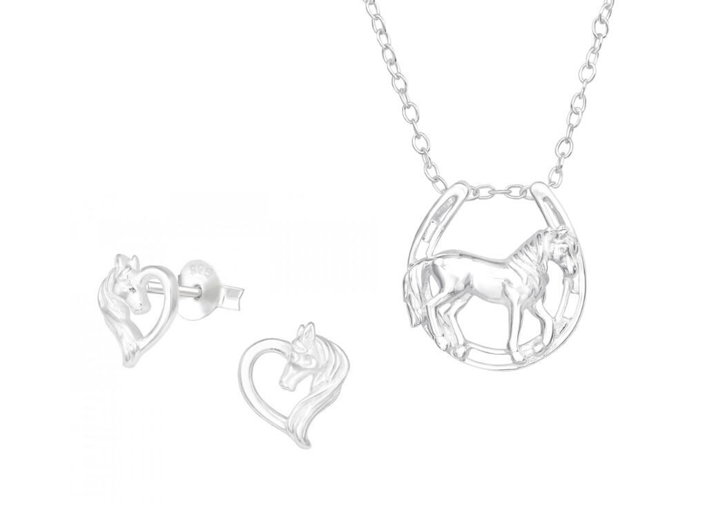 Set řetízek Kůň & Podkova + náušnice + dárková krabička 2311