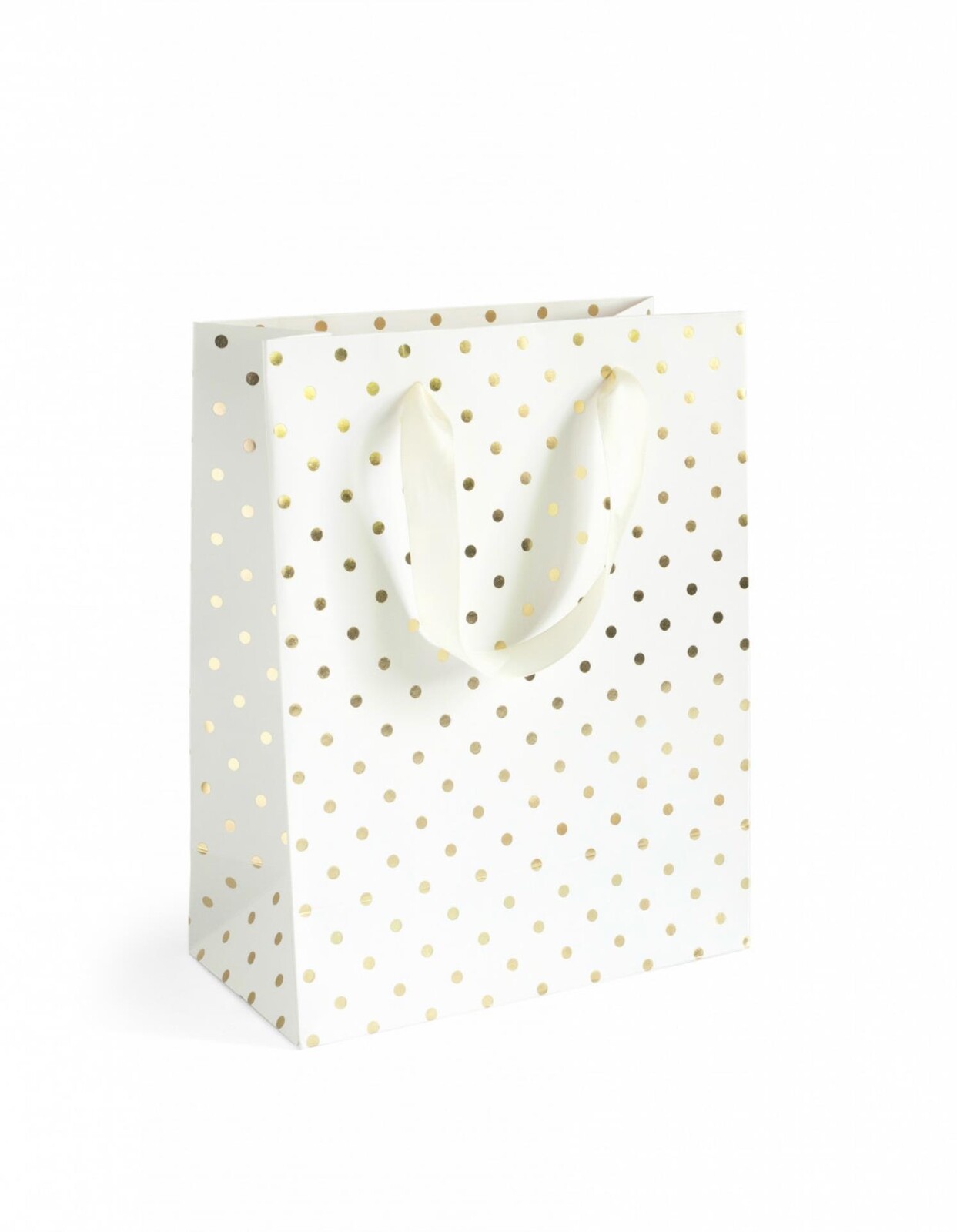 Galeria Papieru Dárková taška - M, 25 x 20 cm, bílá, zlaté puntíky, 5 ks