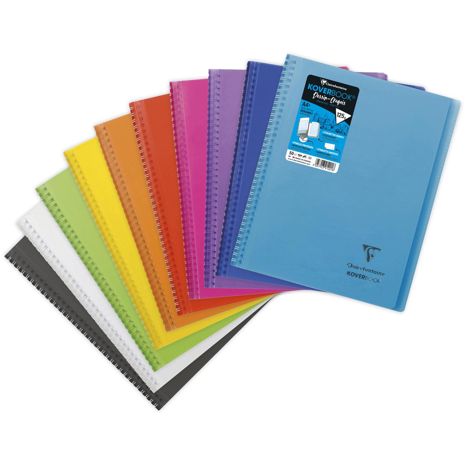 Clairefontaine Kroužkový zápisník Koverbook A4+, 50 listů, čistý